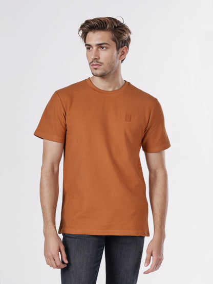 Celio* Men Brown Solid Regular Fit Cotton T-Shirts