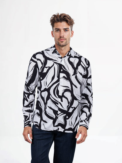 Celio* Printed Regular Fit Viscose White Shirts