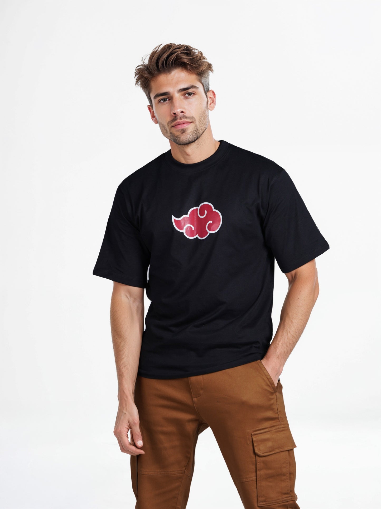 Celio* Naruto Regular Fit Cotton Black T-Shirt