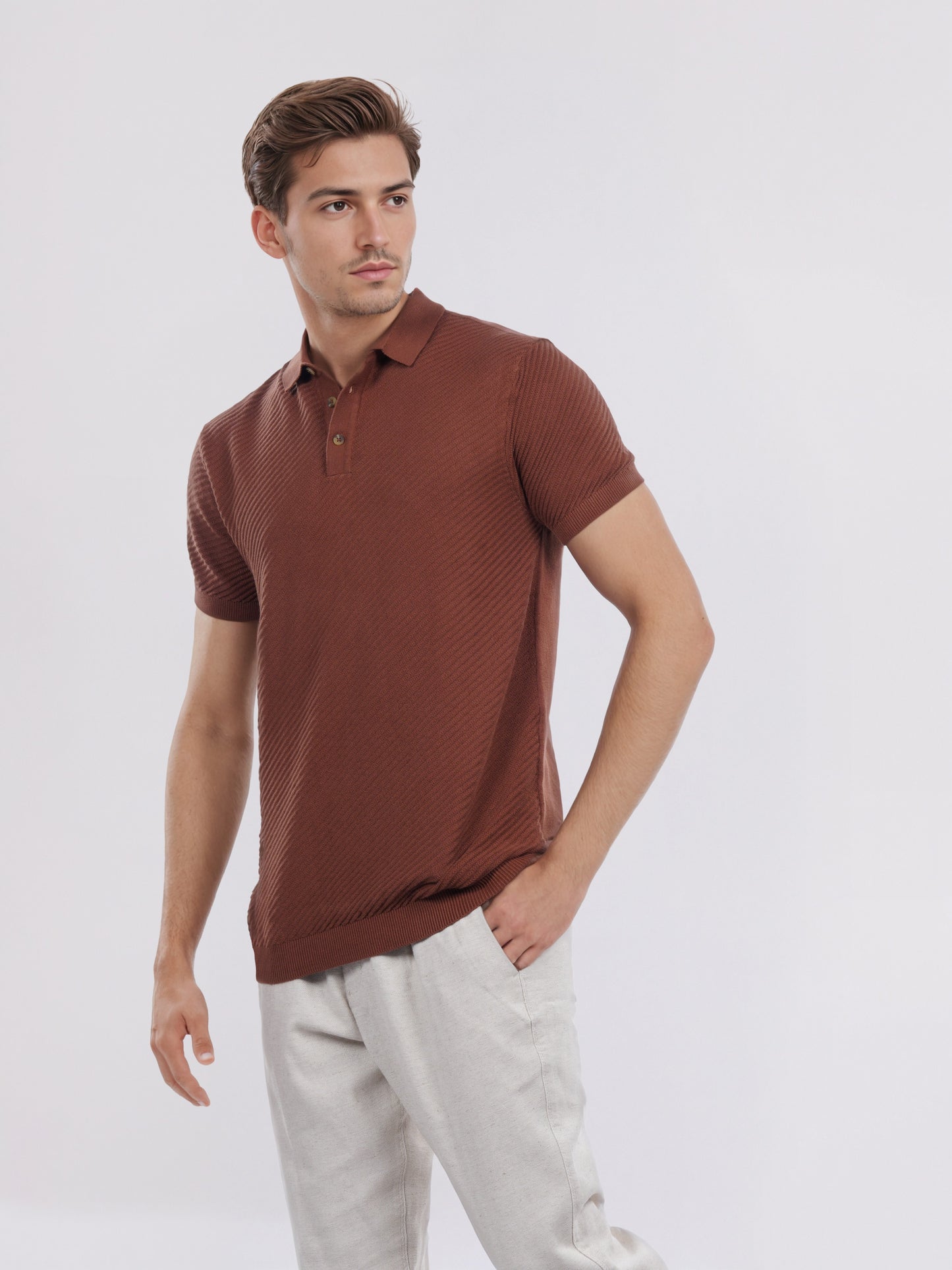 Celio* Men Brown Solid Regular Fit Cotton T-Shirt