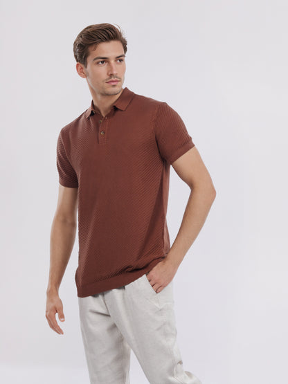 Celio* Men Brown Solid Regular Fit Cotton T-Shirt