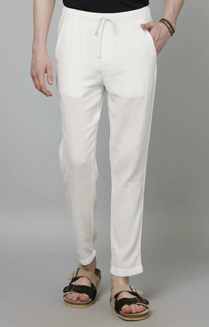 White Slim Fit Trousers