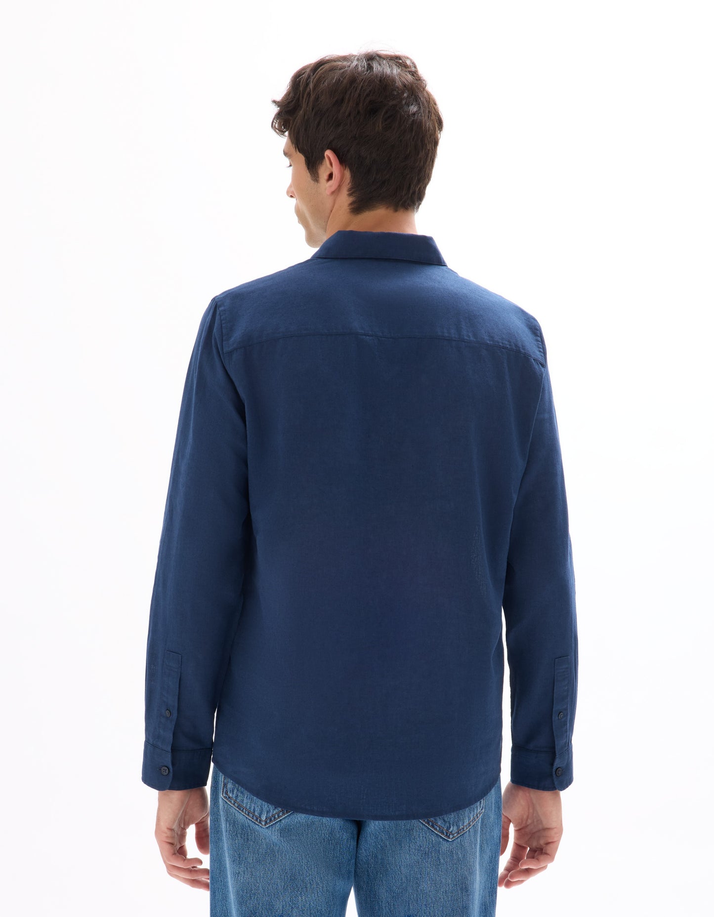 Celio* Men Navy Blue Solid Regular Fit Cotton Shirt