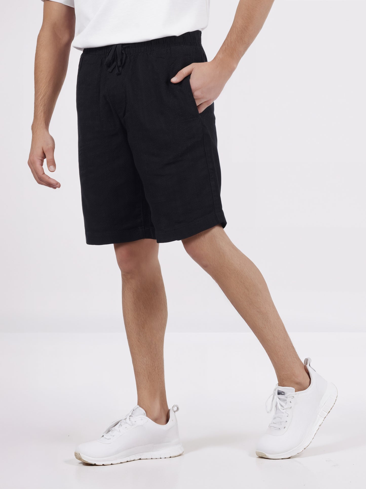 Celio* Men Black Solid Straight Fit Cotton Shorts