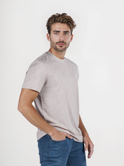 Celio* Chamonix Regular Fit Cotton Beige T-Shirt
