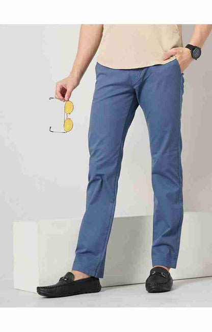 Blue Straight Fit Trousers