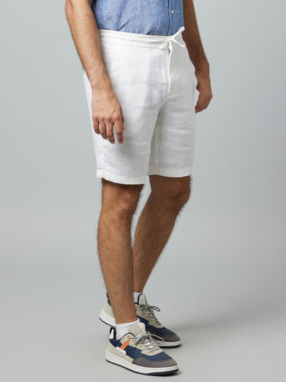 Celio* Linen Regular Fit White Shorts