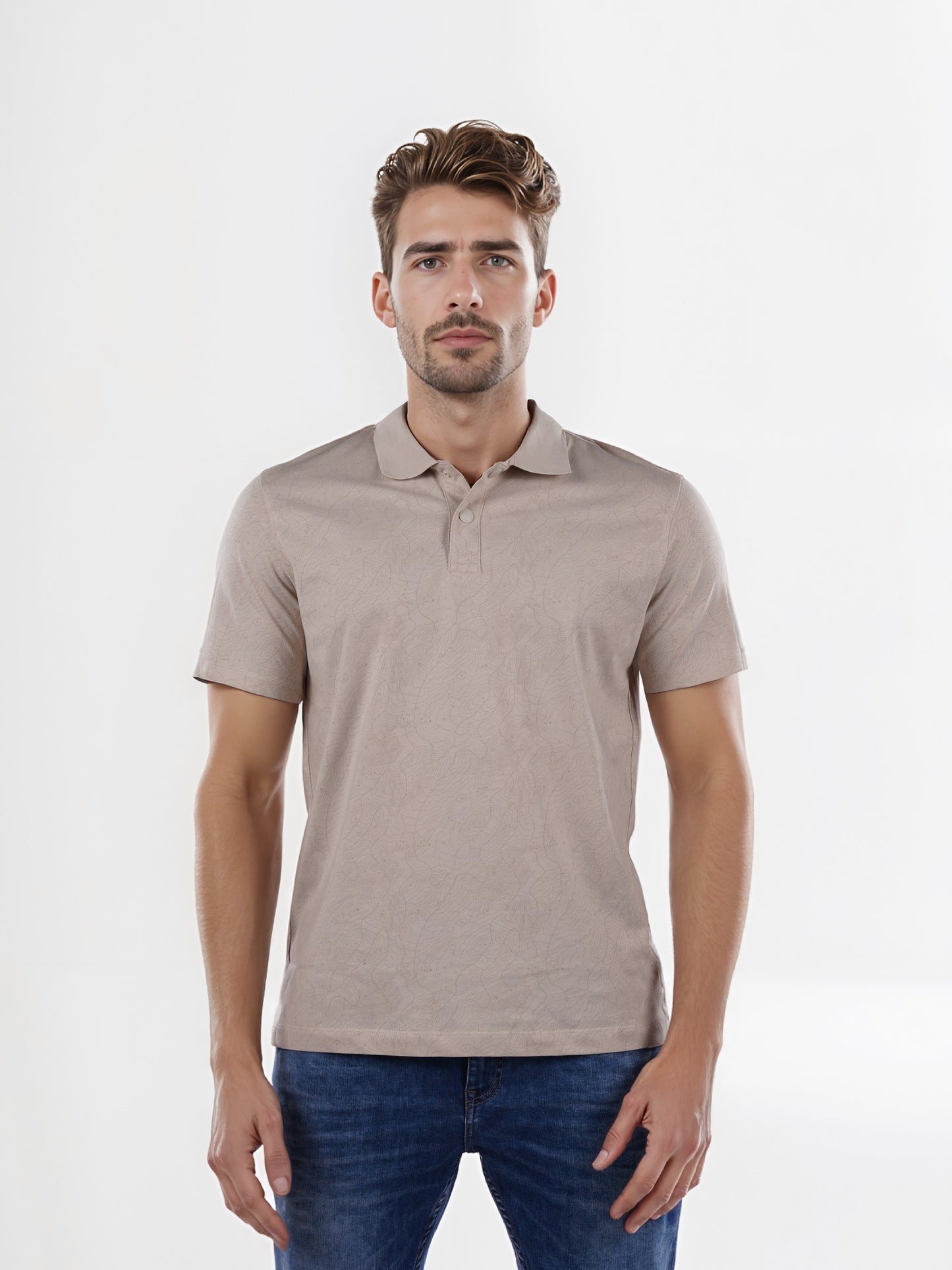 Celio* Chamonix Regular Fit Cotton Beige T-Shirt