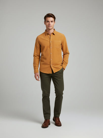 Celio* Men Mustard Solid Regular Fit Cotton Shirts