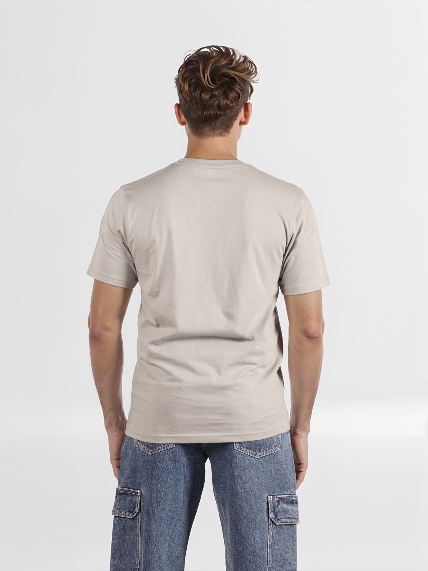 Celio* Hunter Beige Printed Cotton T-Shirt