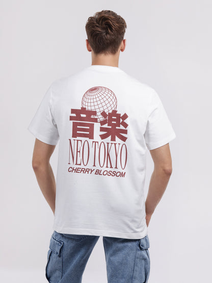 Celio* Men White Printed Boxy Cotton T-Shirt