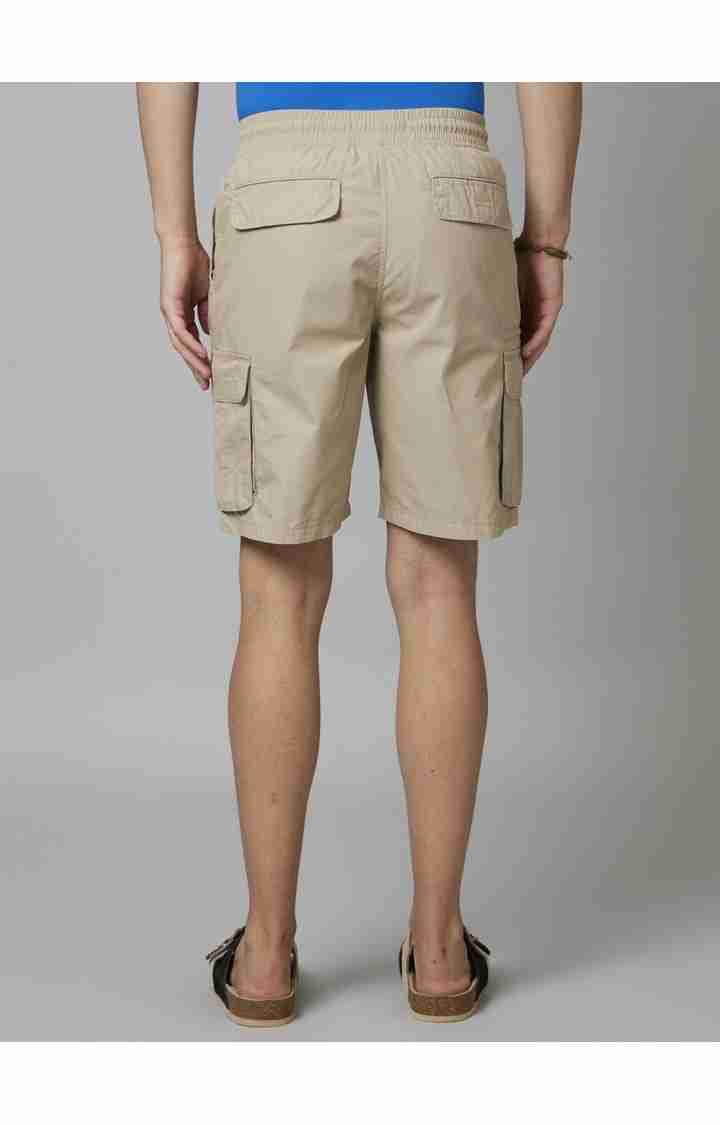 Beige Regular Fit Shorts