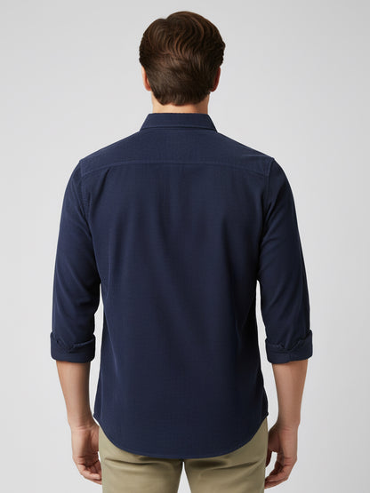 Celio* Men Blue Solid Regular Fit Cotton Shirts