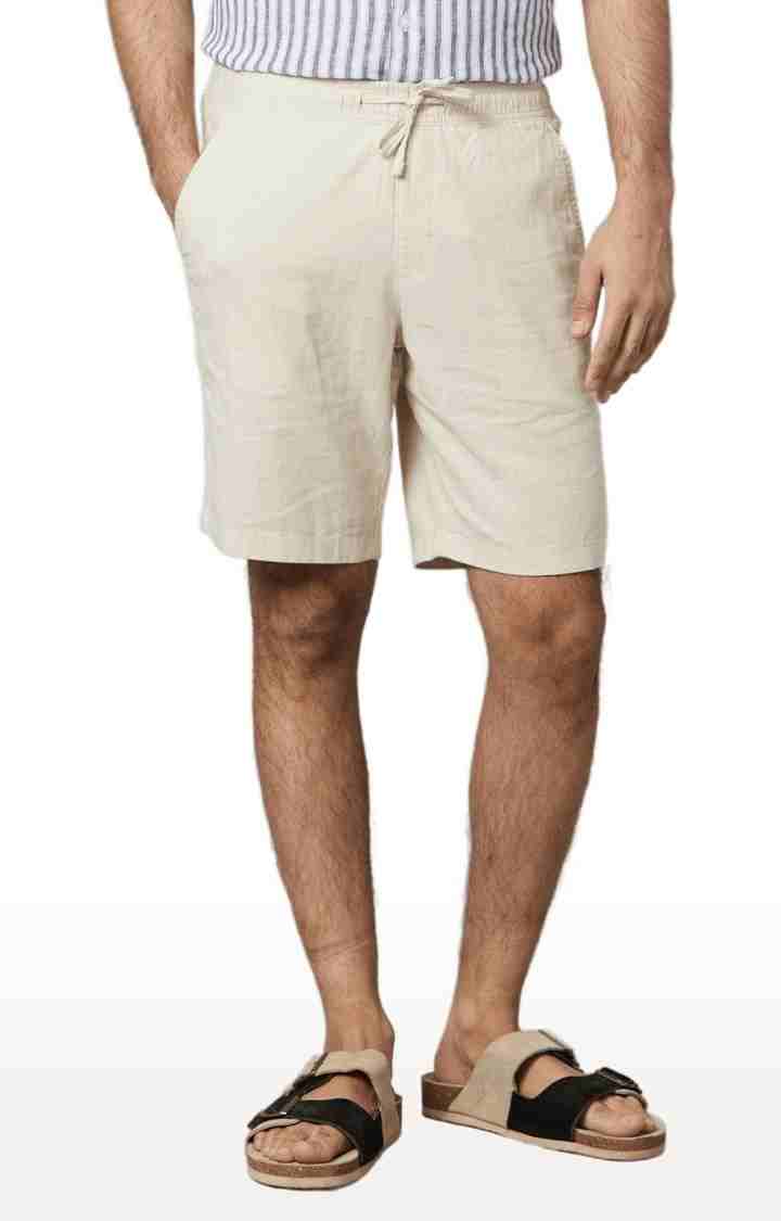 Beige Regular Fit Shorts