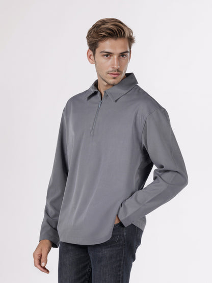 Celio* Men Grey Solid Regular Fit Polyester Shirts