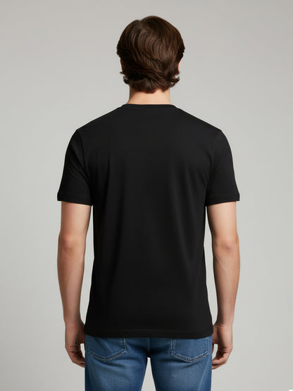 Celio* Men Black Solid Slim Fit Cotton T-Shirts