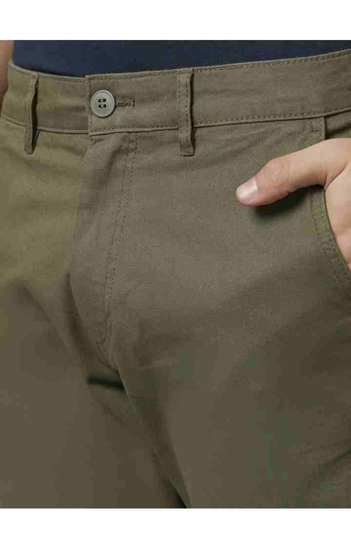 Olive Straight Fit Trousers