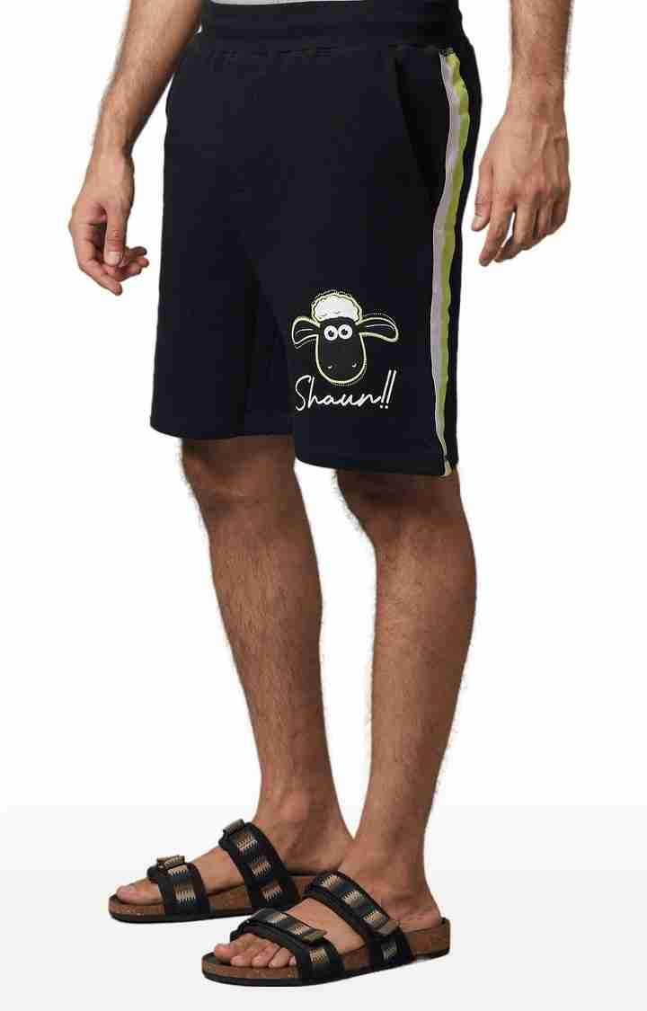 Shaun The Sheep - Black Printed Cotton Shorts