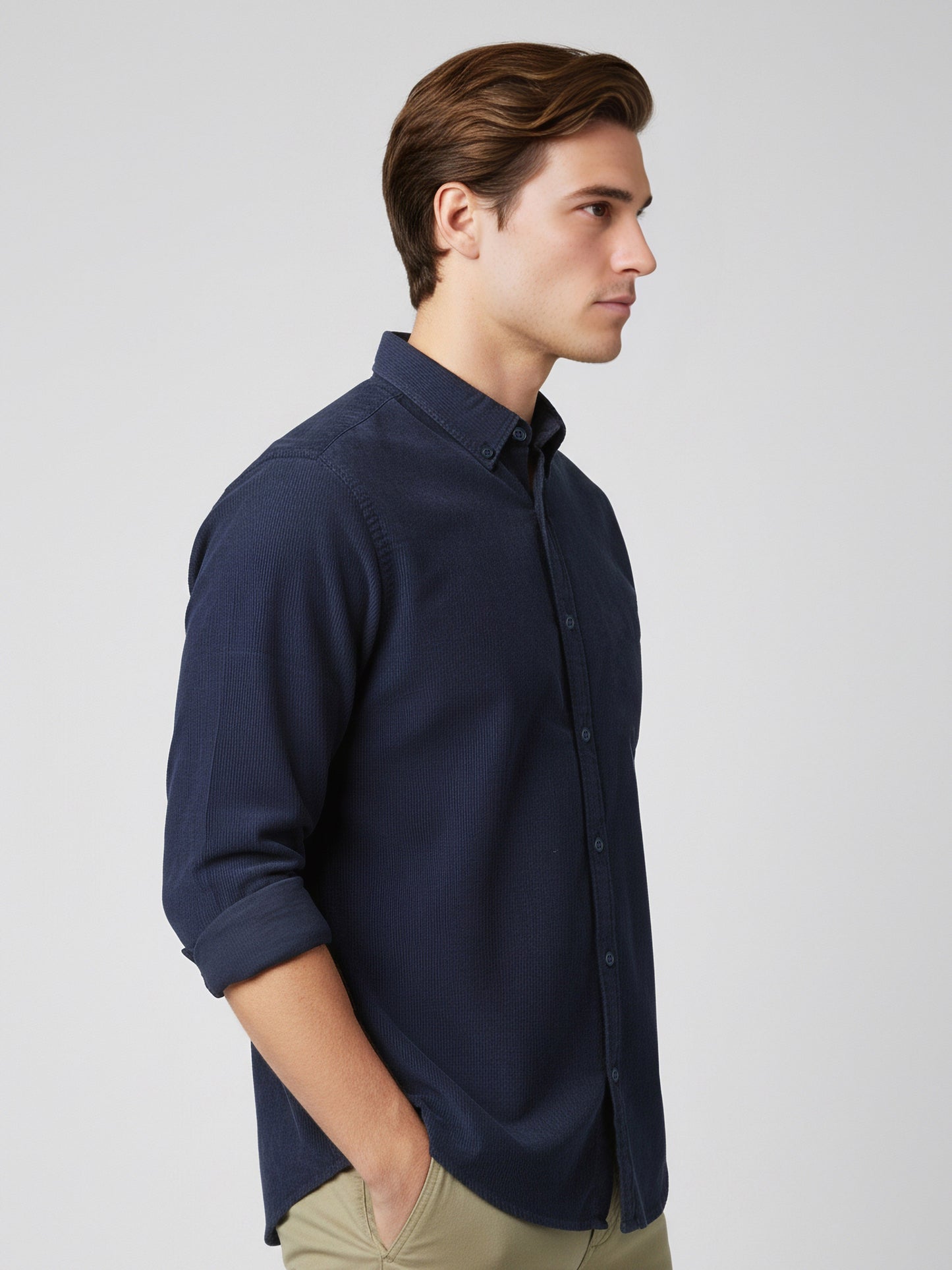 Celio* Men Blue Solid Regular Fit Cotton Shirts
