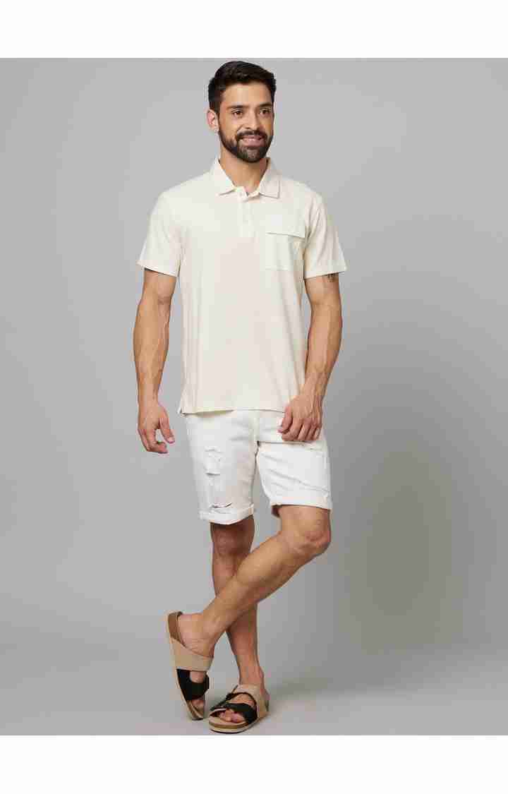 White Regular Fit Shorts