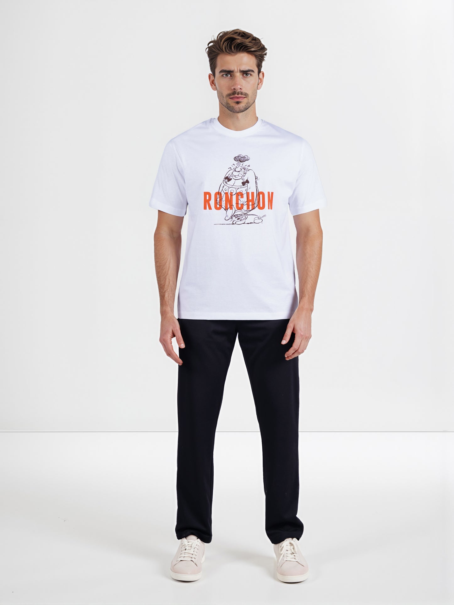 Celio* Men White Printed Boxy Fit Cotton Tshirt