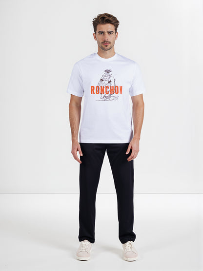 Celio* Men White Printed Boxy Fit Cotton Tshirt