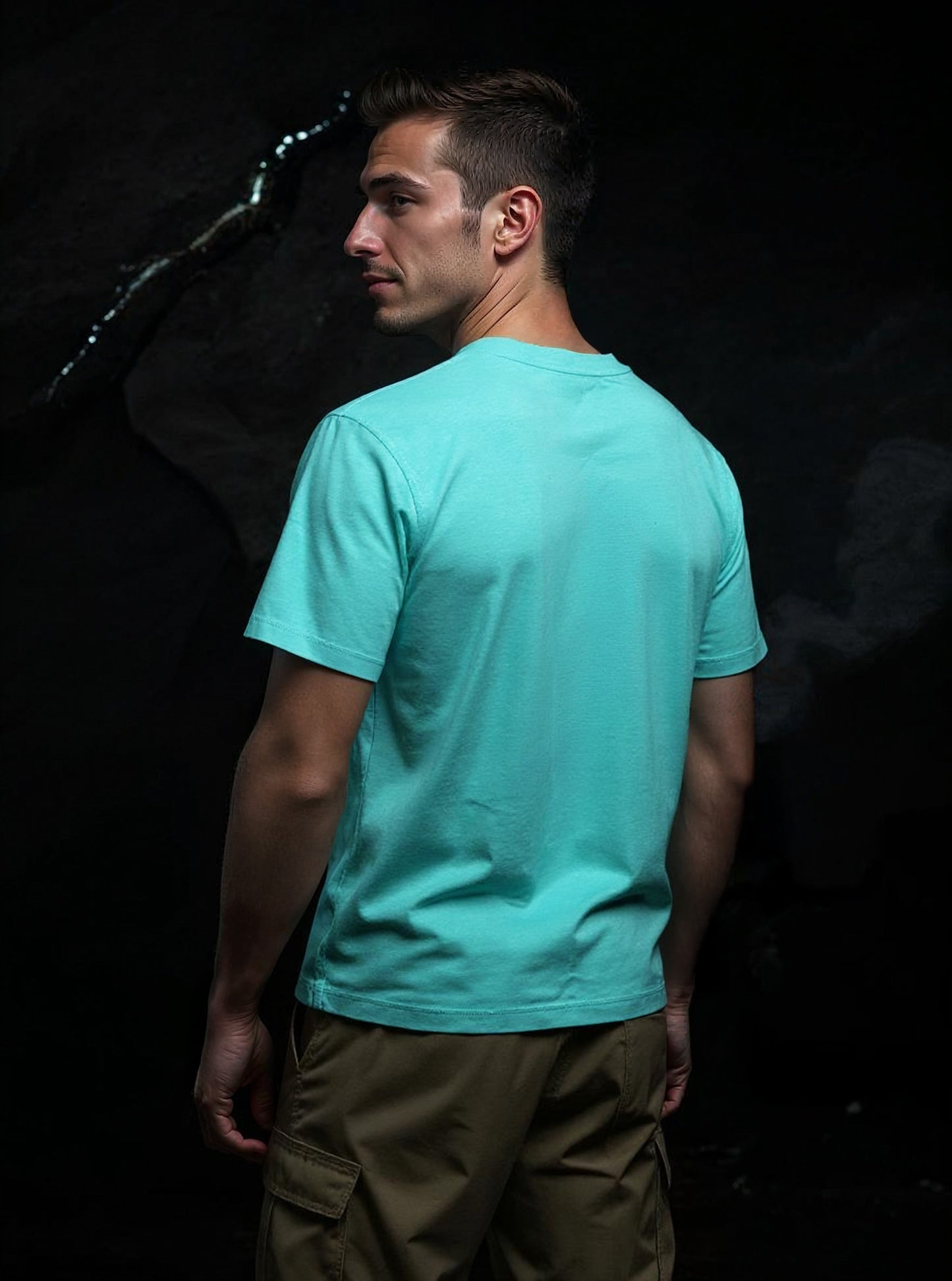 Celio* Men Turquoise Blue Printed Oversized Cotton Kaiju T-Shirt