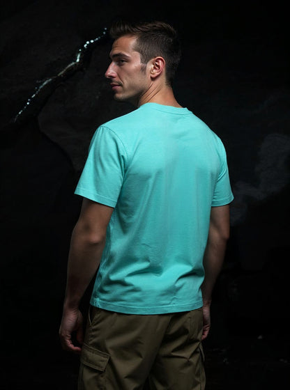 Celio* Men Turquoise Blue Printed Oversized Cotton Kaiju T-Shirt