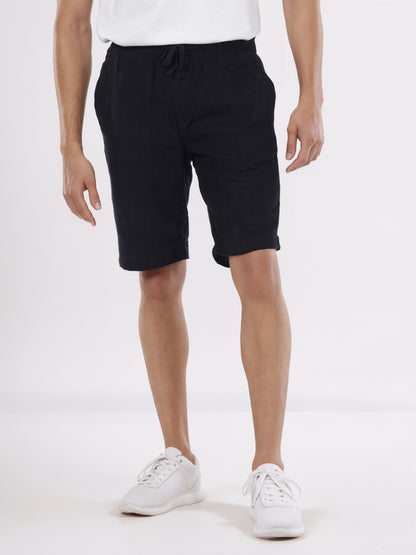 Celio* Men Black Solid Straight Fit Cotton Shorts