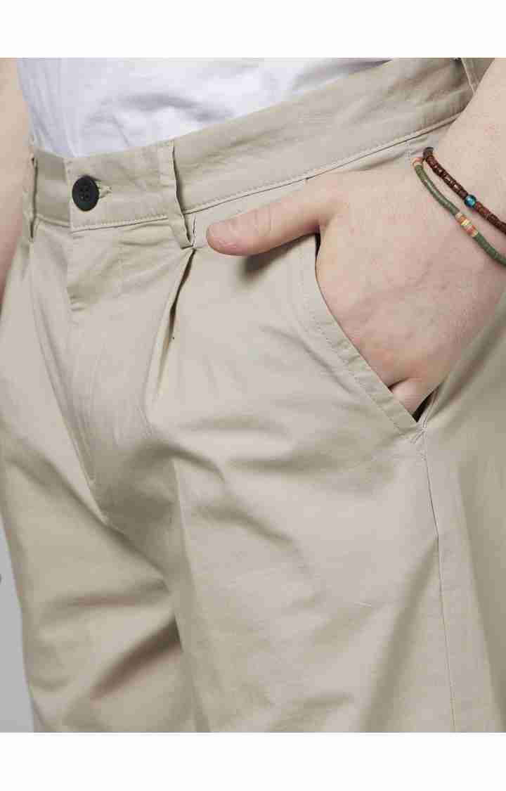 Beige Relaxed Fit Trousers