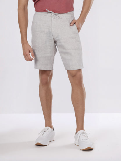 Celio* Men Beige Solid Bermuda Fit Linen Shorts