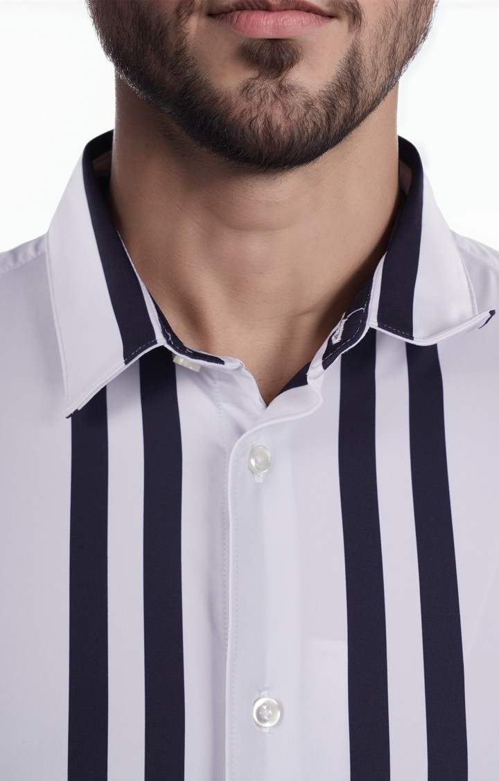 Celio* Striped Regular Fit Nylon White Shirt