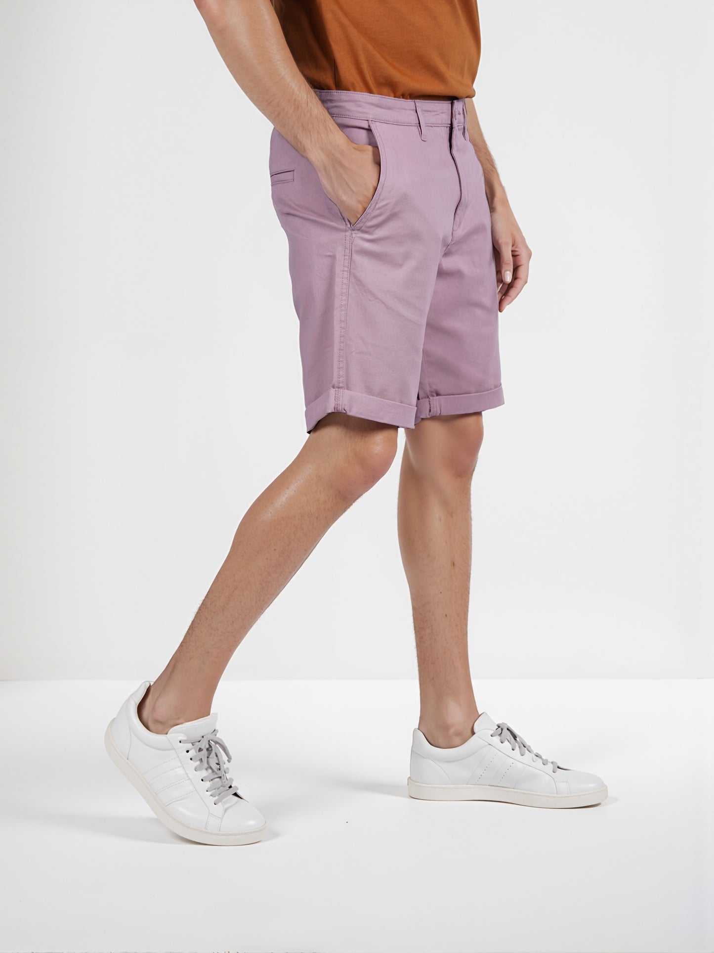 Celio* Cotton Regular Fit Purple Bermuda