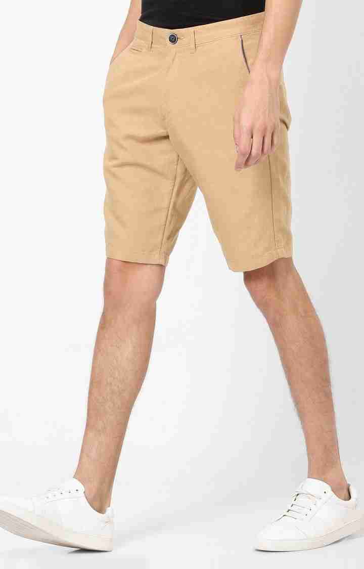 Beige Regular Fit Shorts