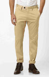 Celio* Cotton-Blend Regular Fit Beige Trouser