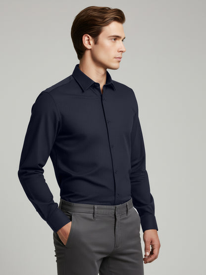 Celio* Men Blue Solid Regular Fit Cotton Shirts