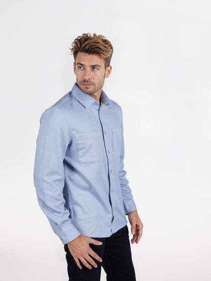 Celio* Solid Oversized Polyester Blue Shirt