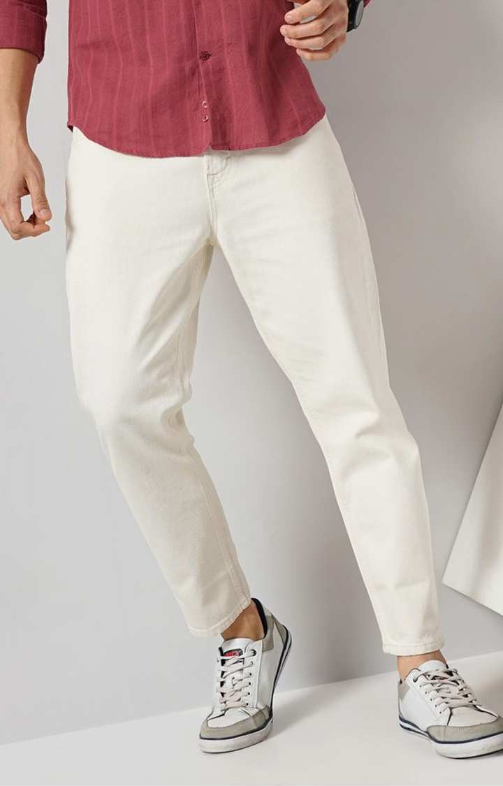 Cream Relaxed Fit Jeans