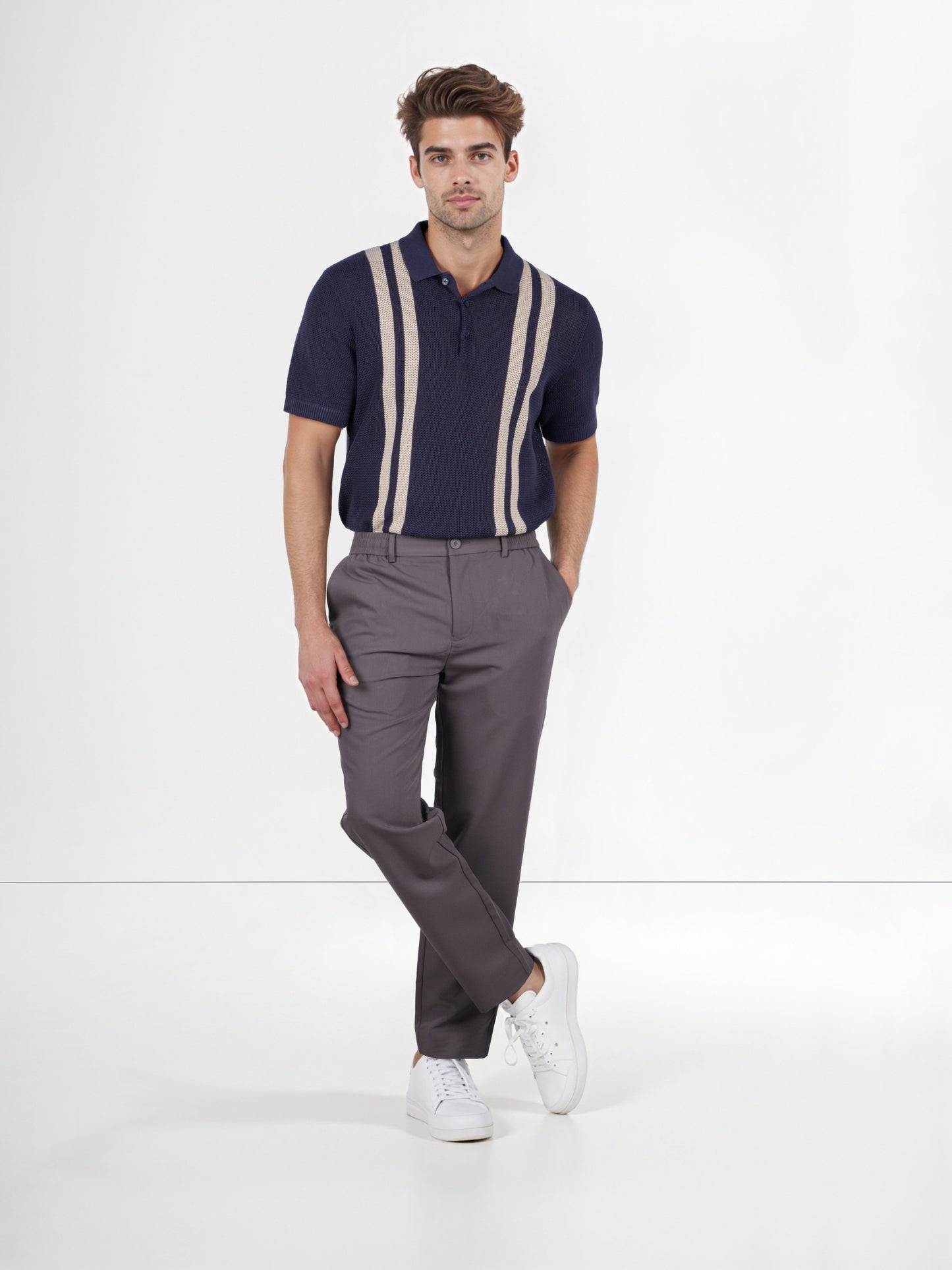 Celio* Rayon-Blend Regular Fit Grey Trousers