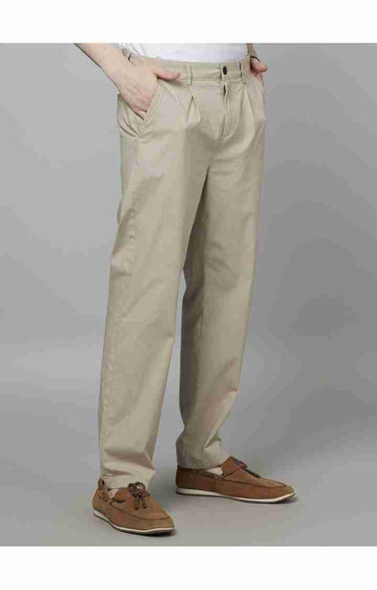 Beige Relaxed Fit Trousers