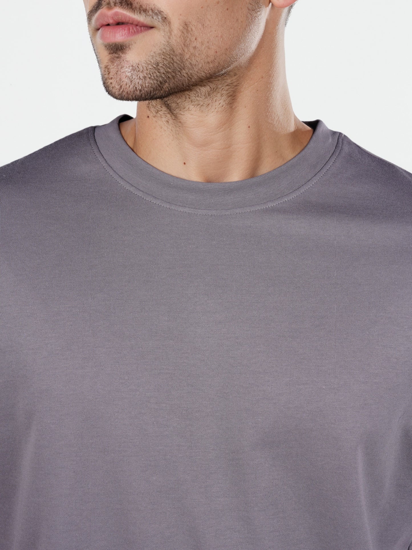Celio* Solid Regular Fit Poly-Cotton Grey T-Shirt