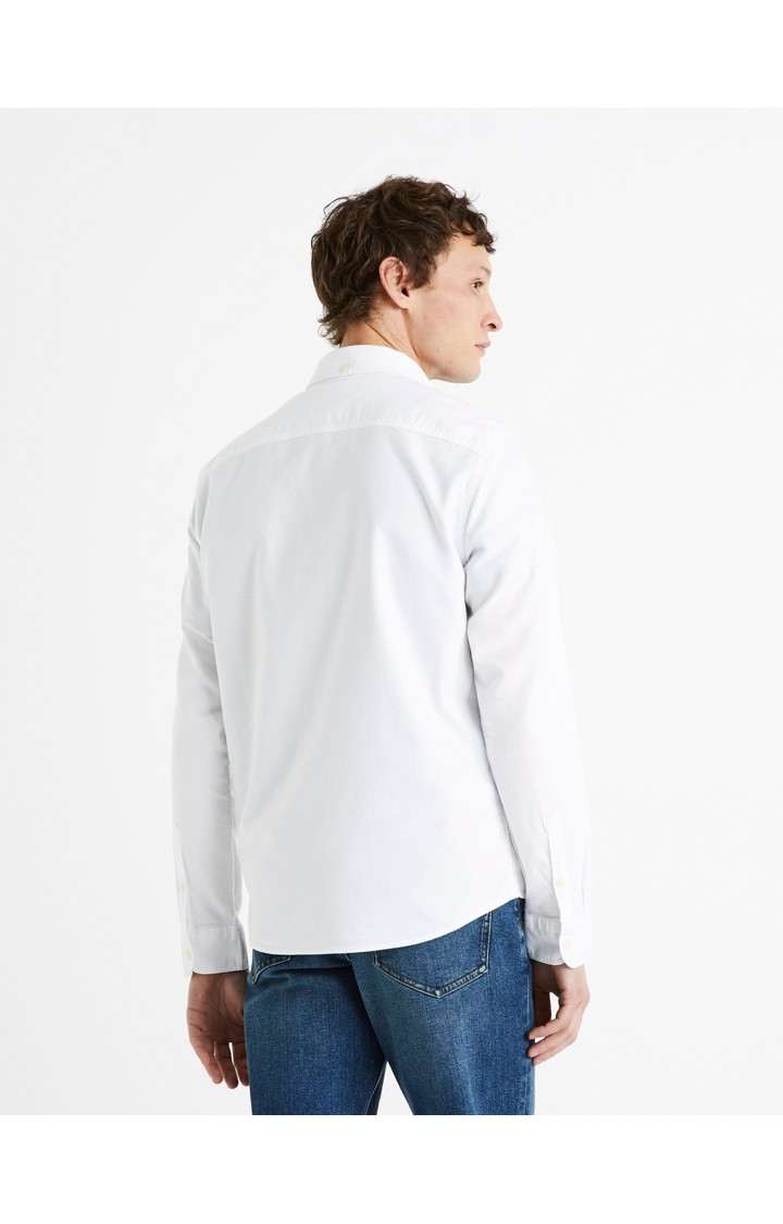 Celio* Solid Regular Fit Cotton White Shirt