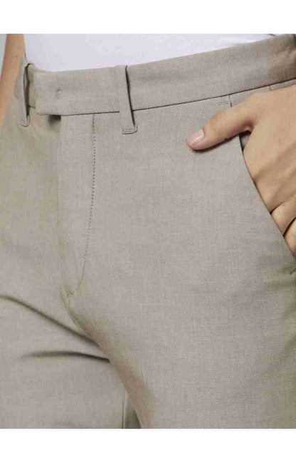 Beige Slim Fit Trousers