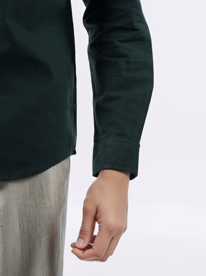 Celio* Men Olive Solid Regular Fit Cotton Shirts