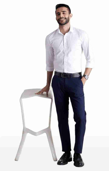 Navy Blue Straight Fit Trousers