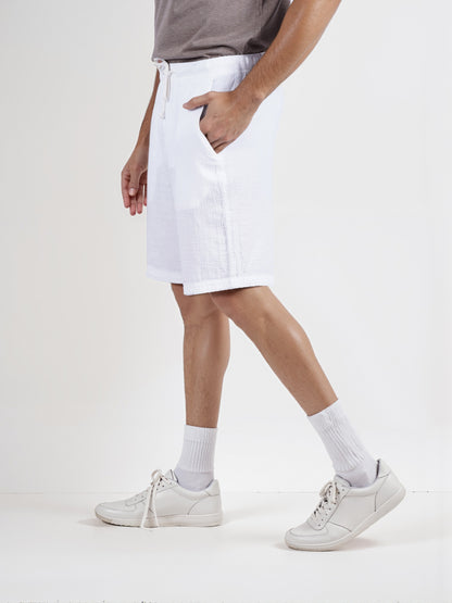Celio* Straight Fit Cotton Solid Men White Shorts