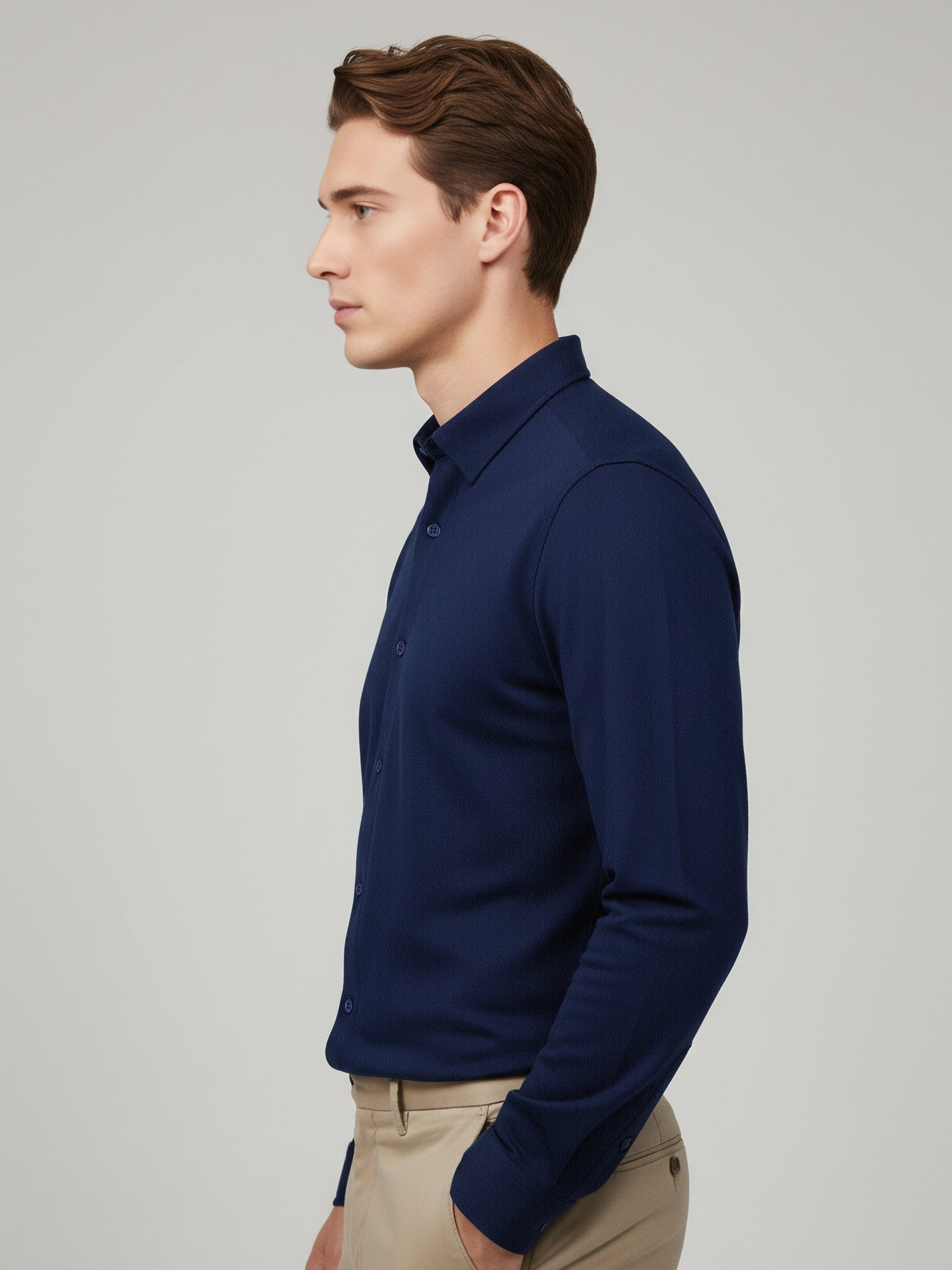 Celio* Men Navy Blue Solid Regular Fit Cotton Shirts