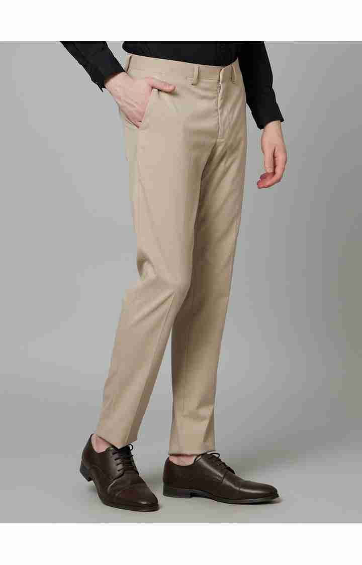 Beige Slim Fit Trousers